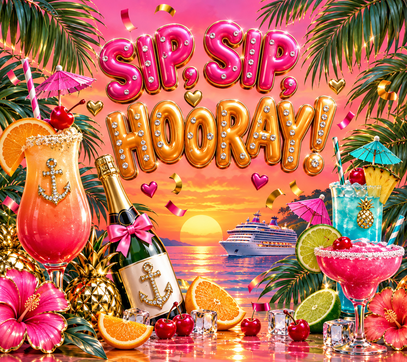 Sip Sip Hooray Cruise Tumbler - 20oz Sublimation Tumbler
