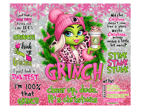 Grinchmas Sass | Christmas Tumbler with Attitude | 20 oz Sublimation Tumbler