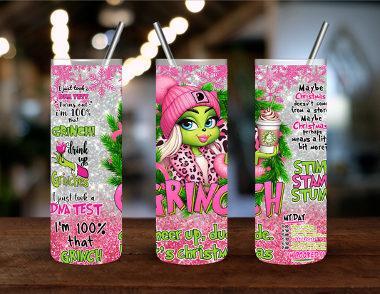 Grinchmas Sass | Christmas Tumbler with Attitude | 20 oz Sublimation Tumbler