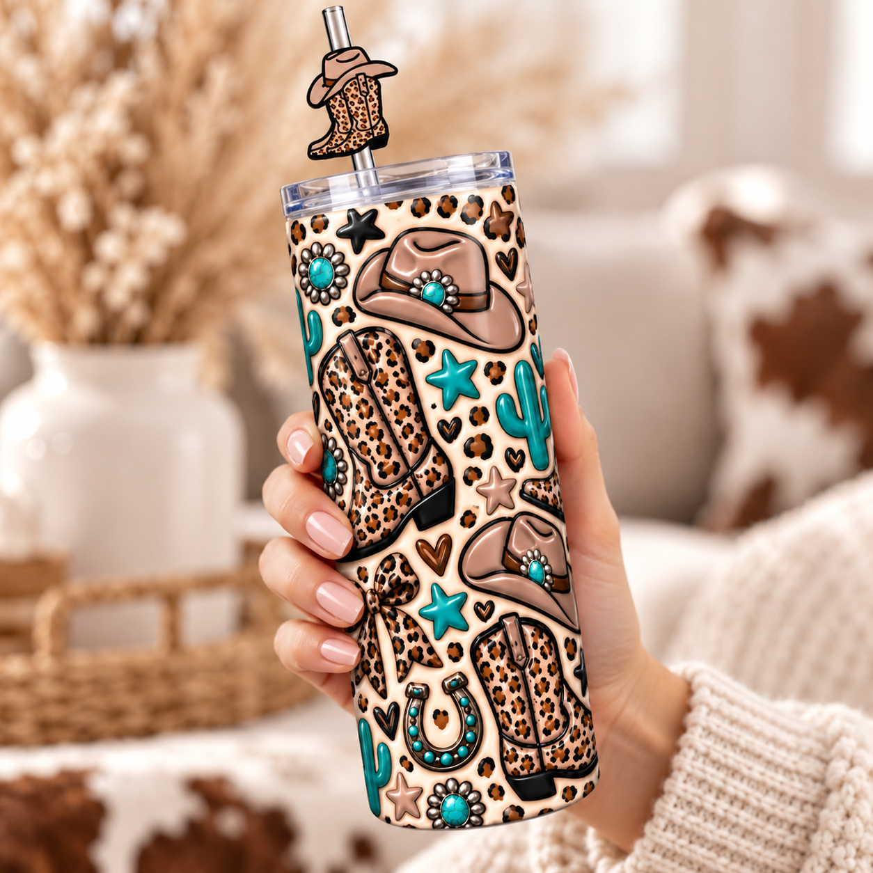 Western Glam Sublimation Tumbler & Straw Topper Set