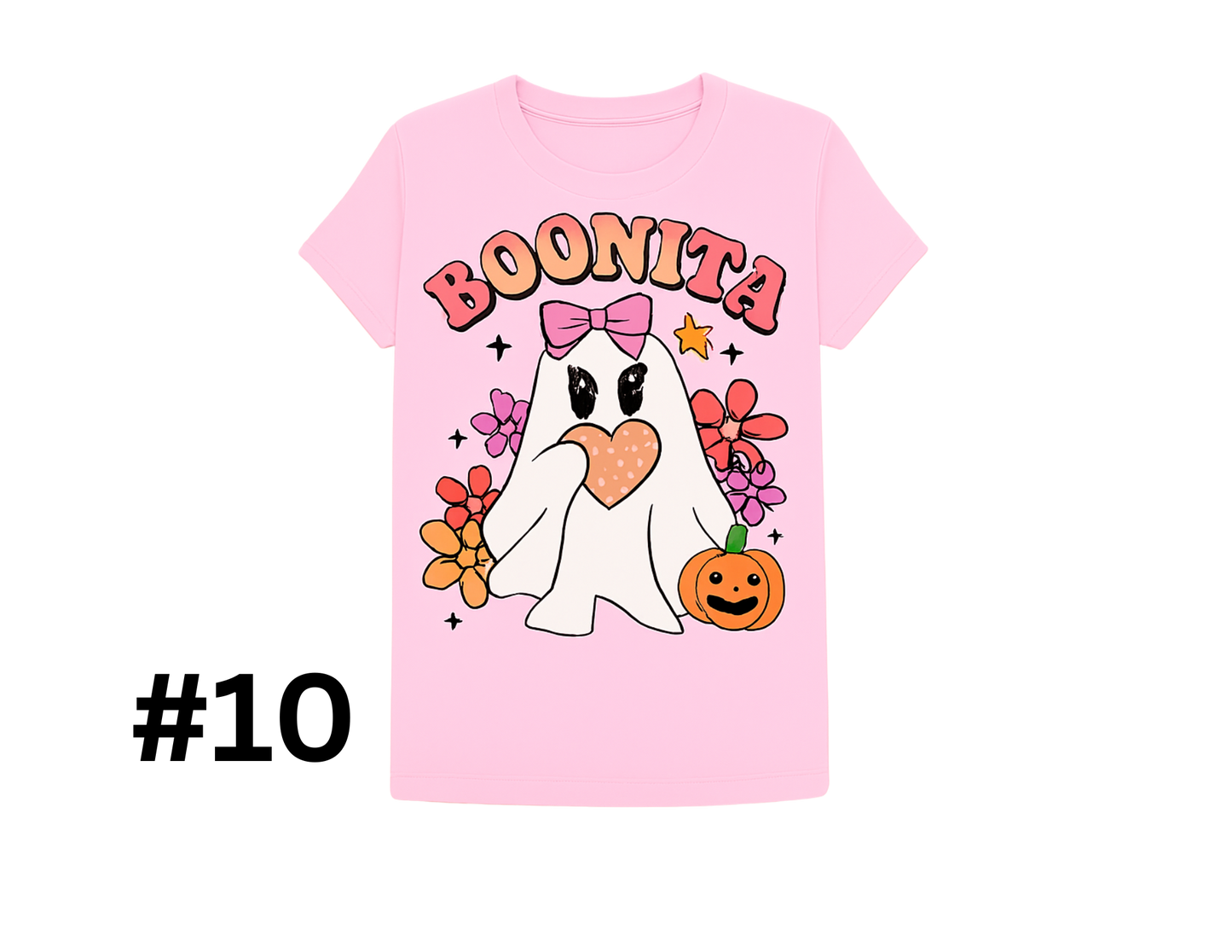 #10- BOONITA- A flirty ghost with florals and a jack-o’-lantern—spooky and bonita.