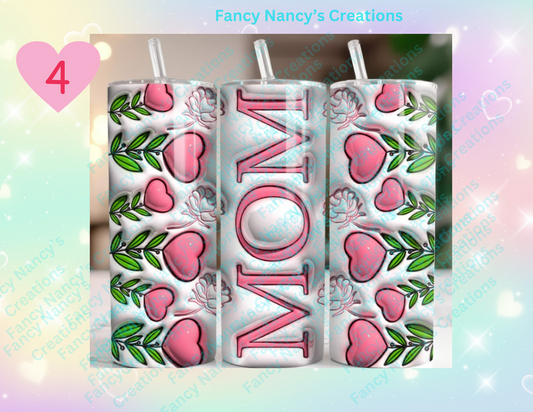 3D Inflated Floral Mom Quotes / Motherhood - 20 oz Skinny Tumbler with straw