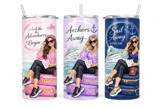 And the Adventures Begin - 20 oz Skinny Tumbler Trio with Straws