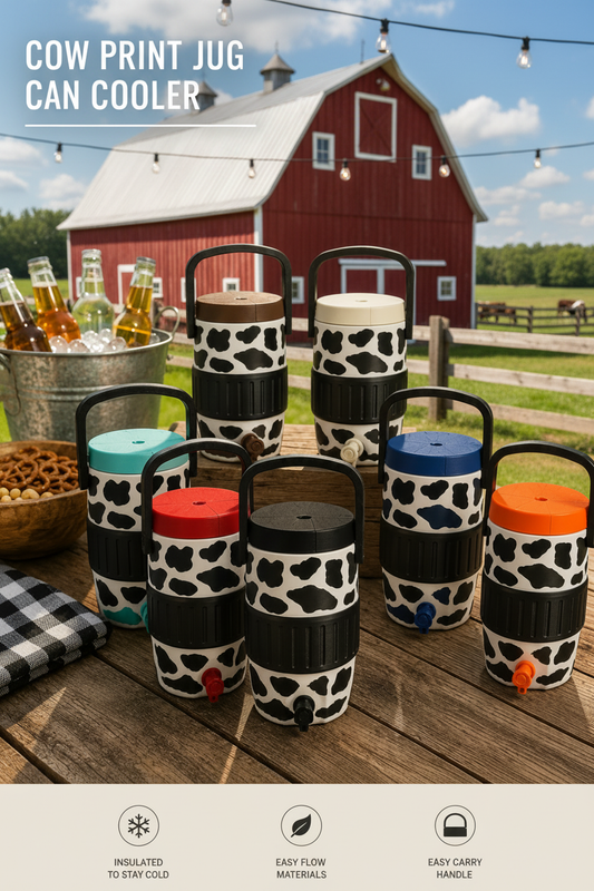 Cow Print Jug Can Cooler - No Price