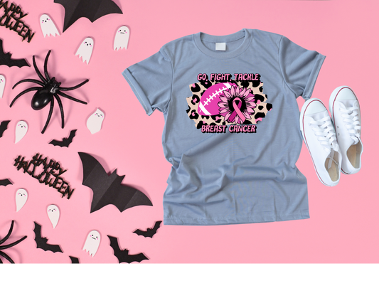 October Breast Cancer Awareness T-shirt - GO, FIGHT , TACKLE CANCER