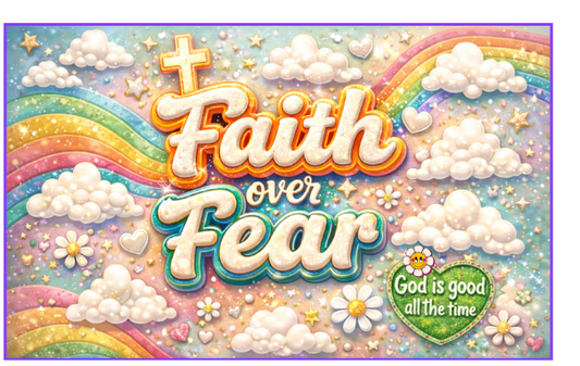 Faith Over Fear 20oz Skinny Tumbler | Rainbow & Cross