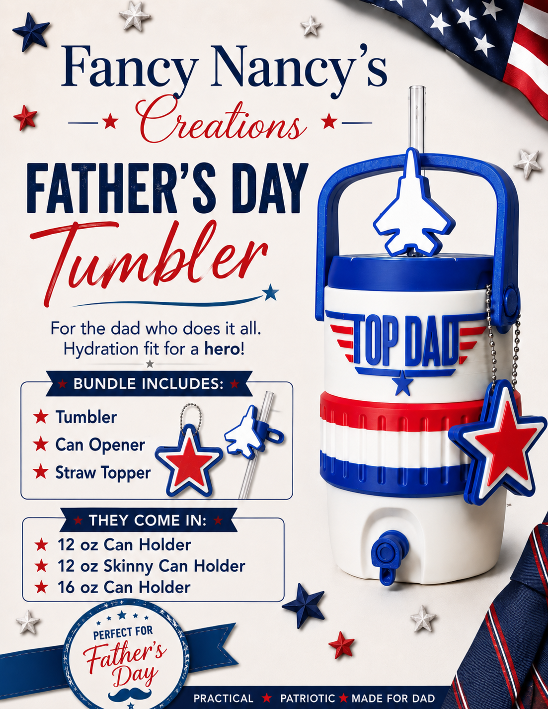 Father's Day Jet Fighter Straw Topper