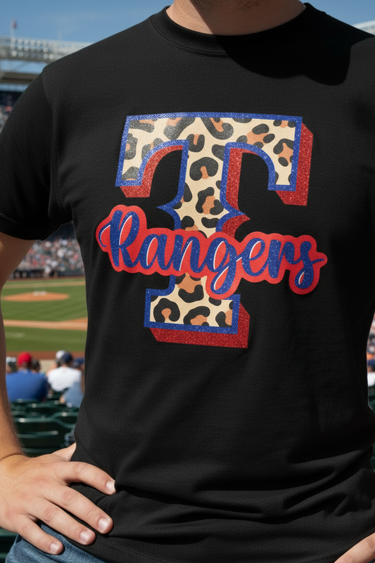 Rangers Leopard Glitter - Black Shirt