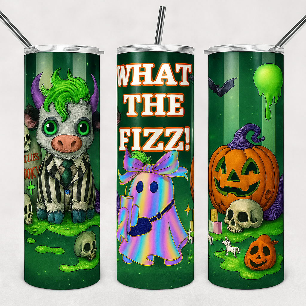 What the Fizz! Tumbler – Halloween Reveal Edition (20 oz Sublimation Tumbler with straw)