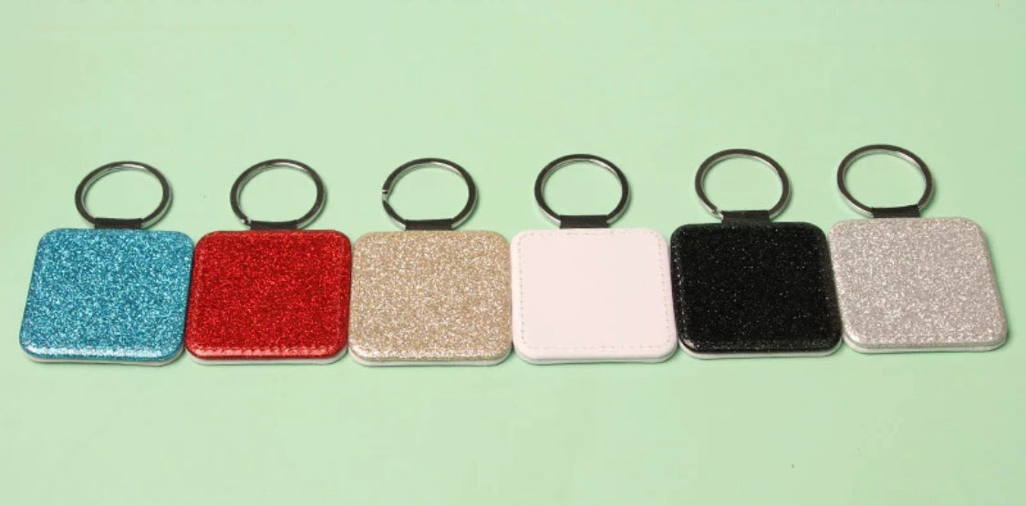 Keychain Glitter Square Black (Sublimation)