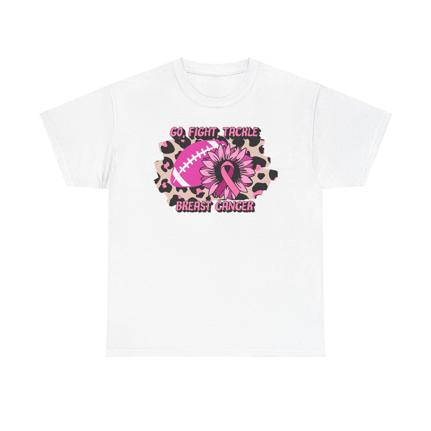 Unisex Heavy Cotton Tee - GO, FIGHT, TACKLE BREAST CANCER