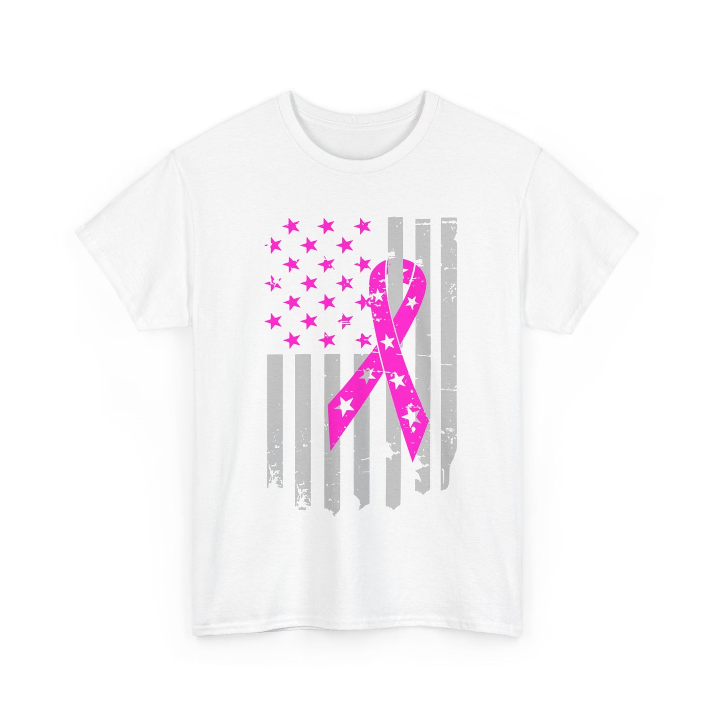 Unisex Heavy Cotton Tee - Flag breast cancer awareness