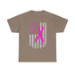 Unisex Heavy Cotton Tee - Flag breast cancer awareness