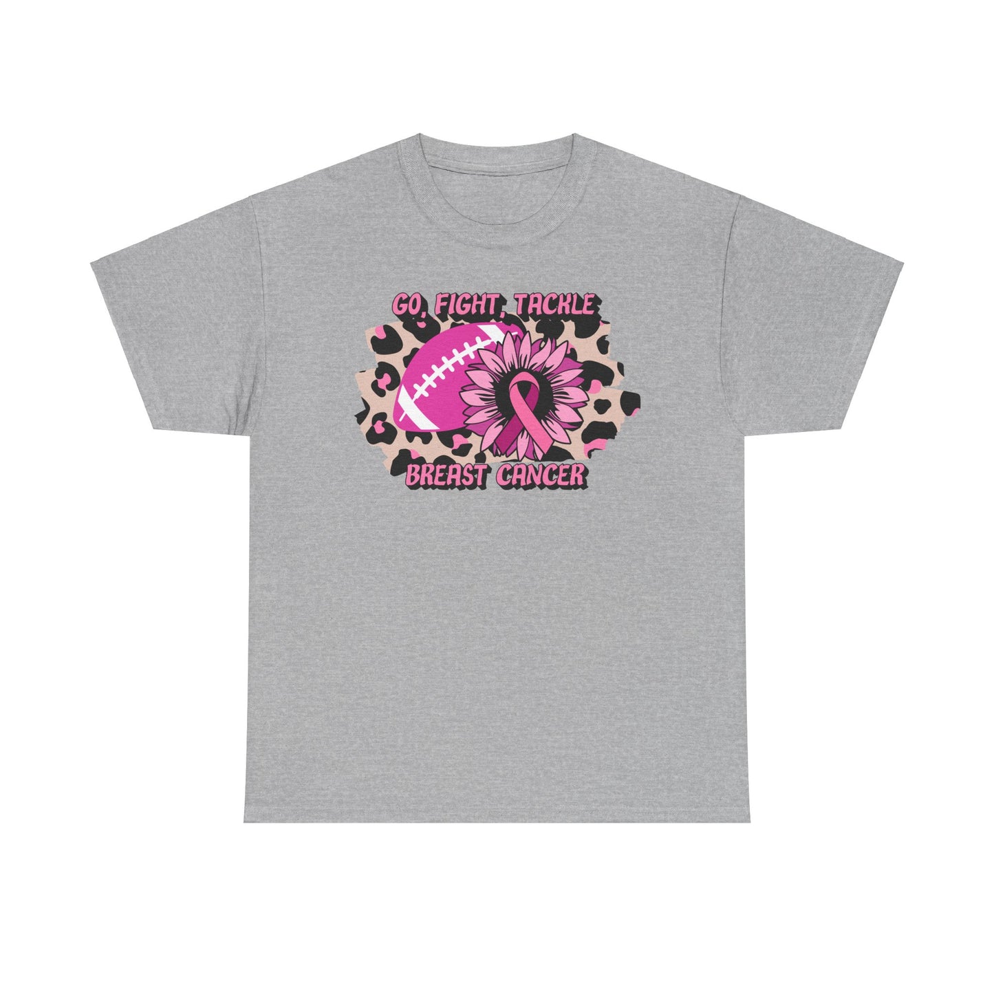 Unisex Heavy Cotton Tee - GO, FIGHT, TACKLE BREAST CANCER