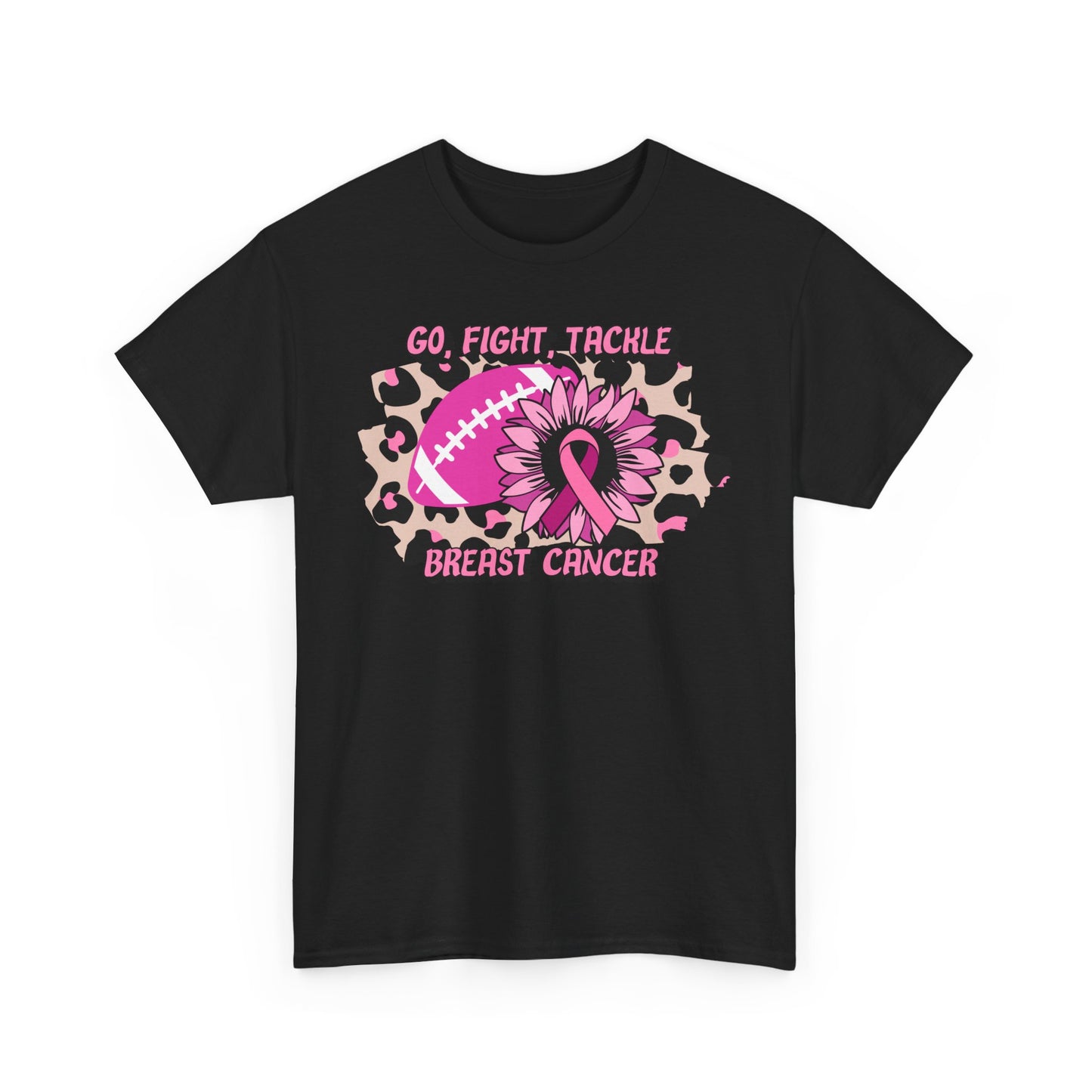 Unisex Heavy Cotton Tee - GO, FIGHT, TACKLE BREAST CANCER