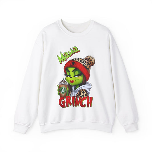 Mama Grinch Crewneck Sweatshirt - Cozy Holiday Vibes for Moms