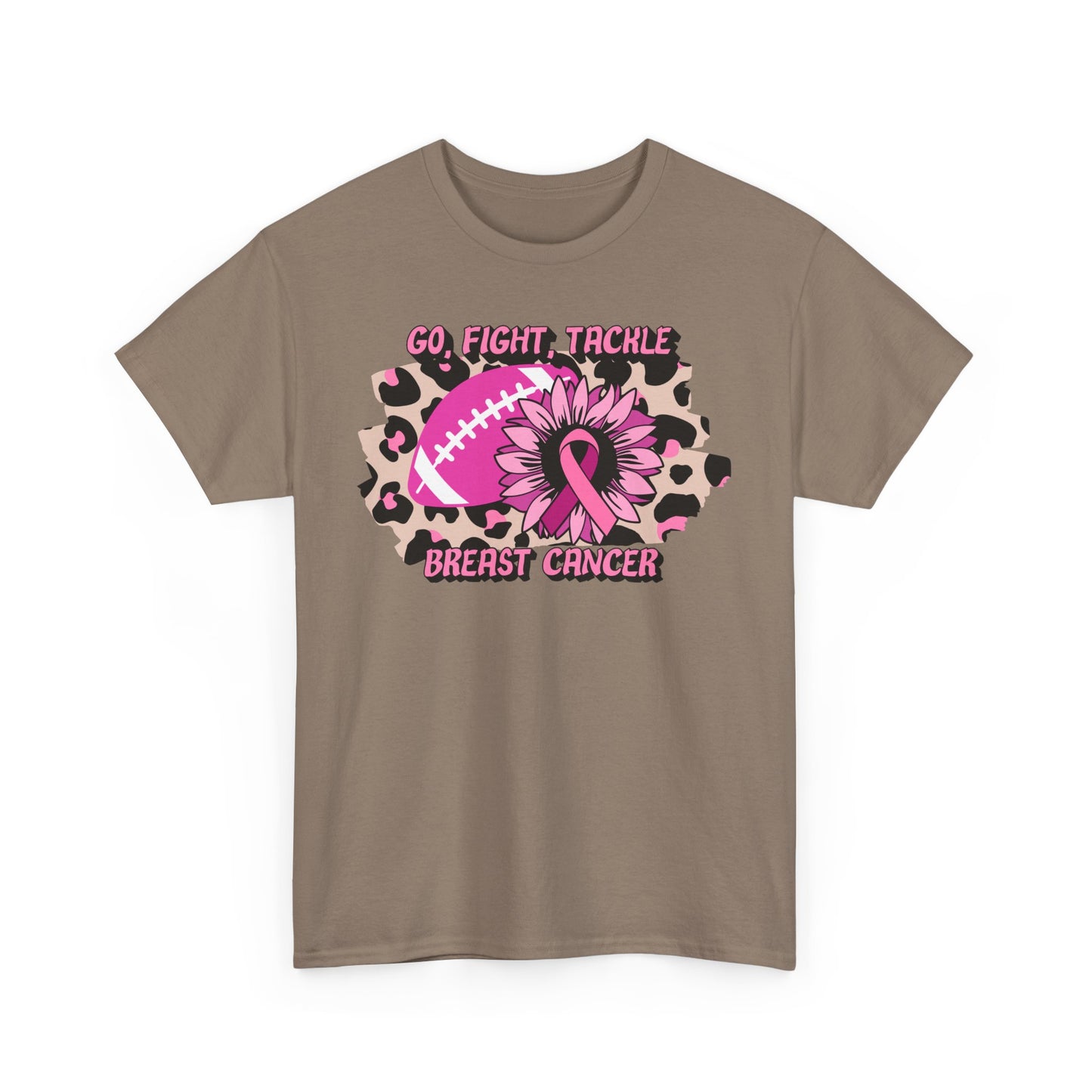 Unisex Heavy Cotton Tee - GO, FIGHT, TACKLE BREAST CANCER