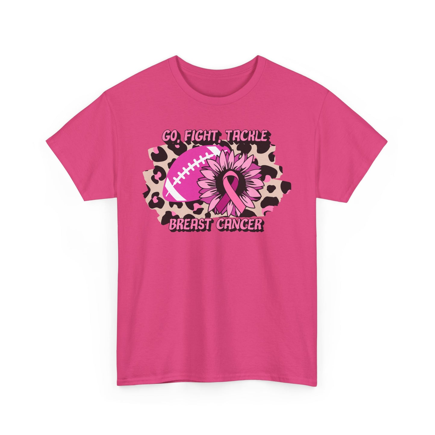 Unisex Heavy Cotton Tee - GO, FIGHT, TACKLE BREAST CANCER