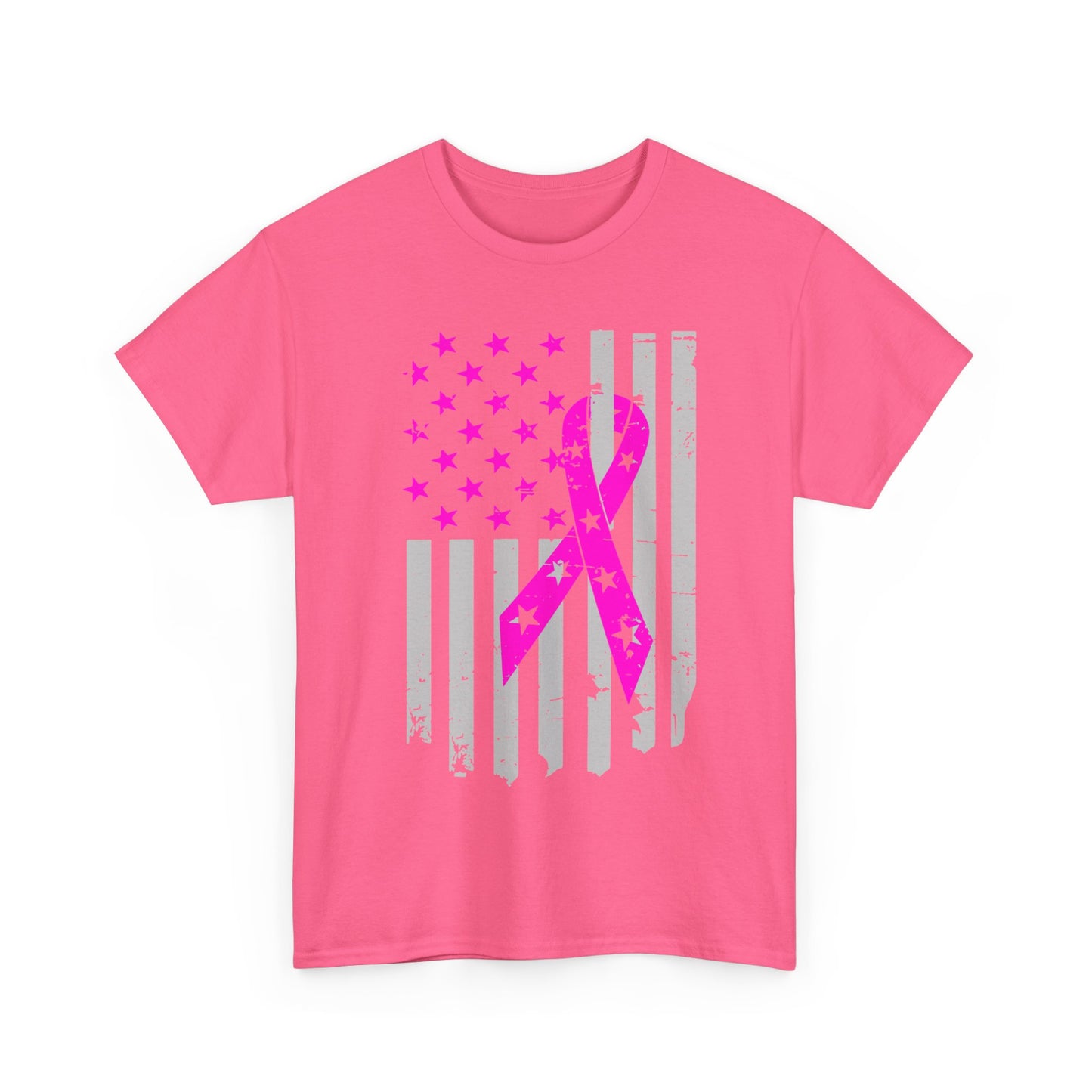 Unisex Heavy Cotton Tee - Flag breast cancer awareness