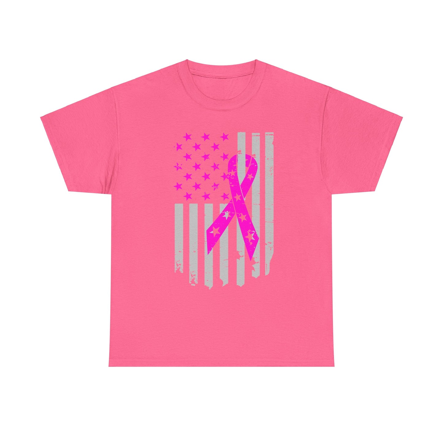 Unisex Heavy Cotton Tee - Flag breast cancer awareness