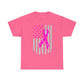 Unisex Heavy Cotton Tee - Flag breast cancer awareness