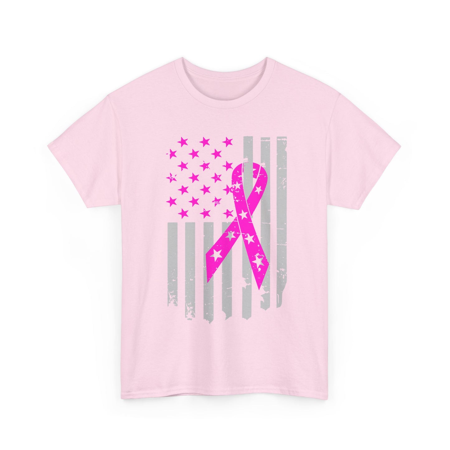 Unisex Heavy Cotton Tee - Flag breast cancer awareness