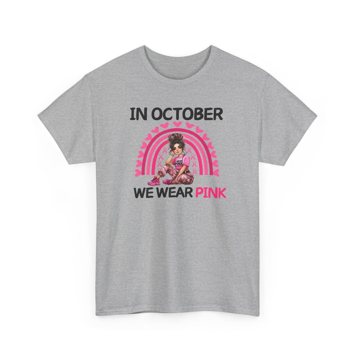 Unisex Heavy Cotton Tee - IN OCTOBER WE WEAR PINK