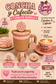 A promotional graphic for a 3-piece tumbler bundle by Fancy Nancy's Creations, featuring Concha y Cafecito. The design showcases a pink and white patterned tumbler with a matching straw topper and keychain, alongside a coffee cup with latte art and a cookie, set against a warm beige background with various text overlays.