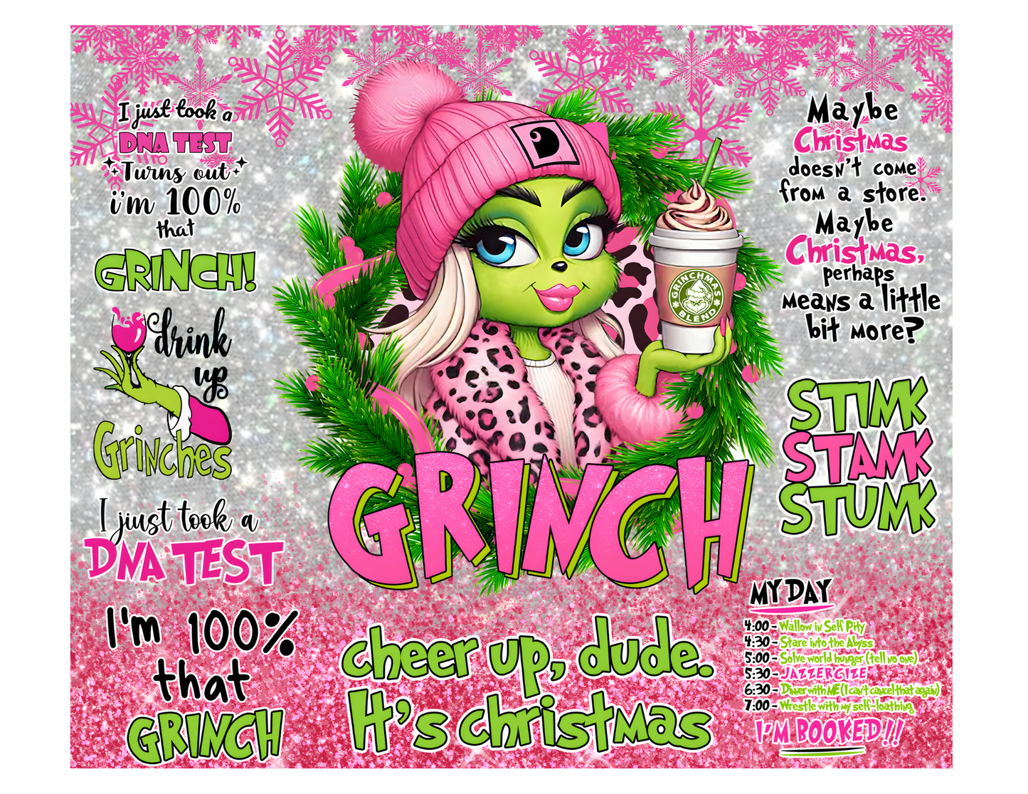 Grinchmas Sass | Christmas Tumbler with Attitude | 20 oz Sublimation Tumbler