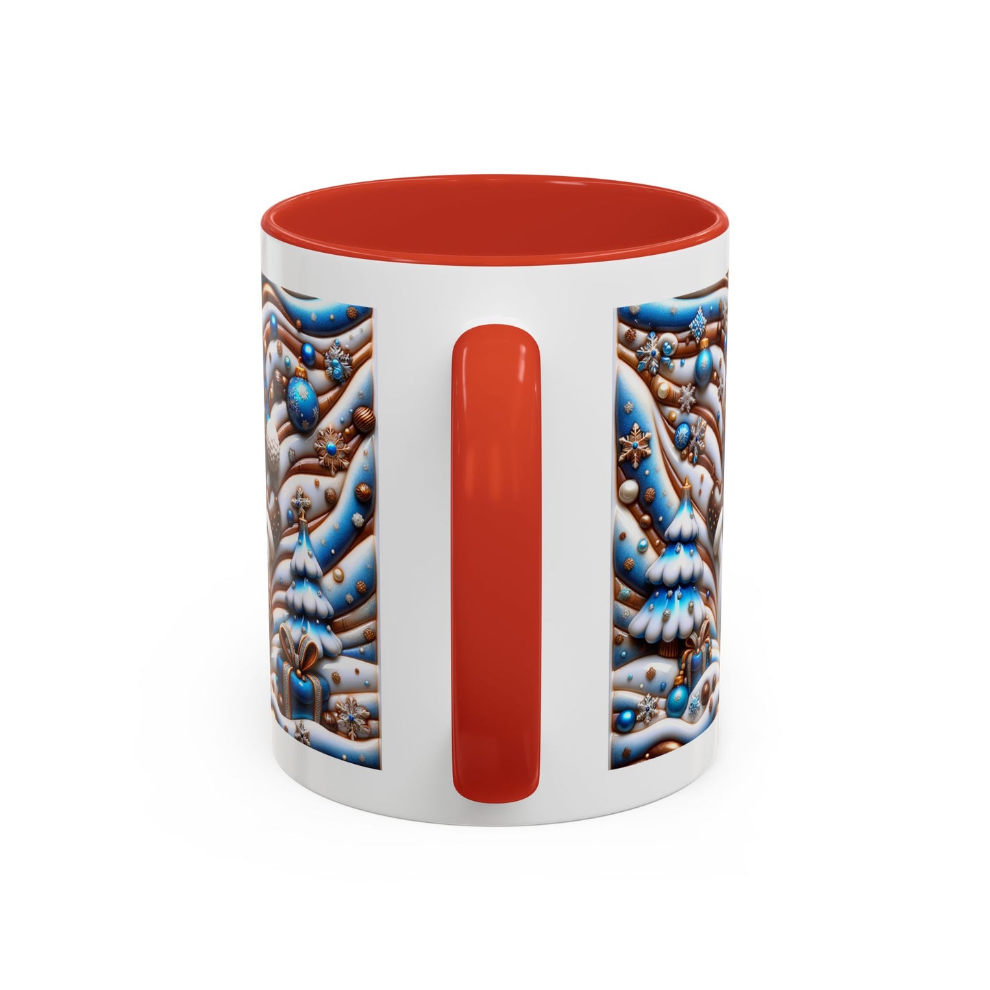 Accent Coffee Mug (11, 15oz)- Blue and leopard print scarf Snowman