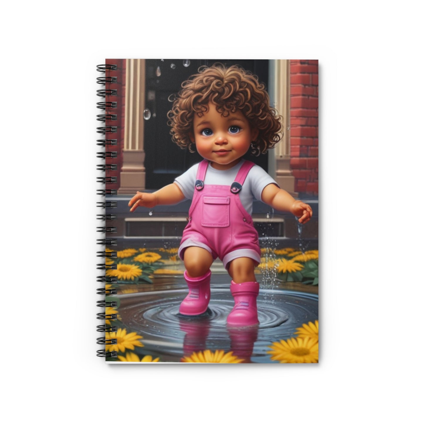 Spiral Notebook - Ruled Line - Sunflower Pink Overalls