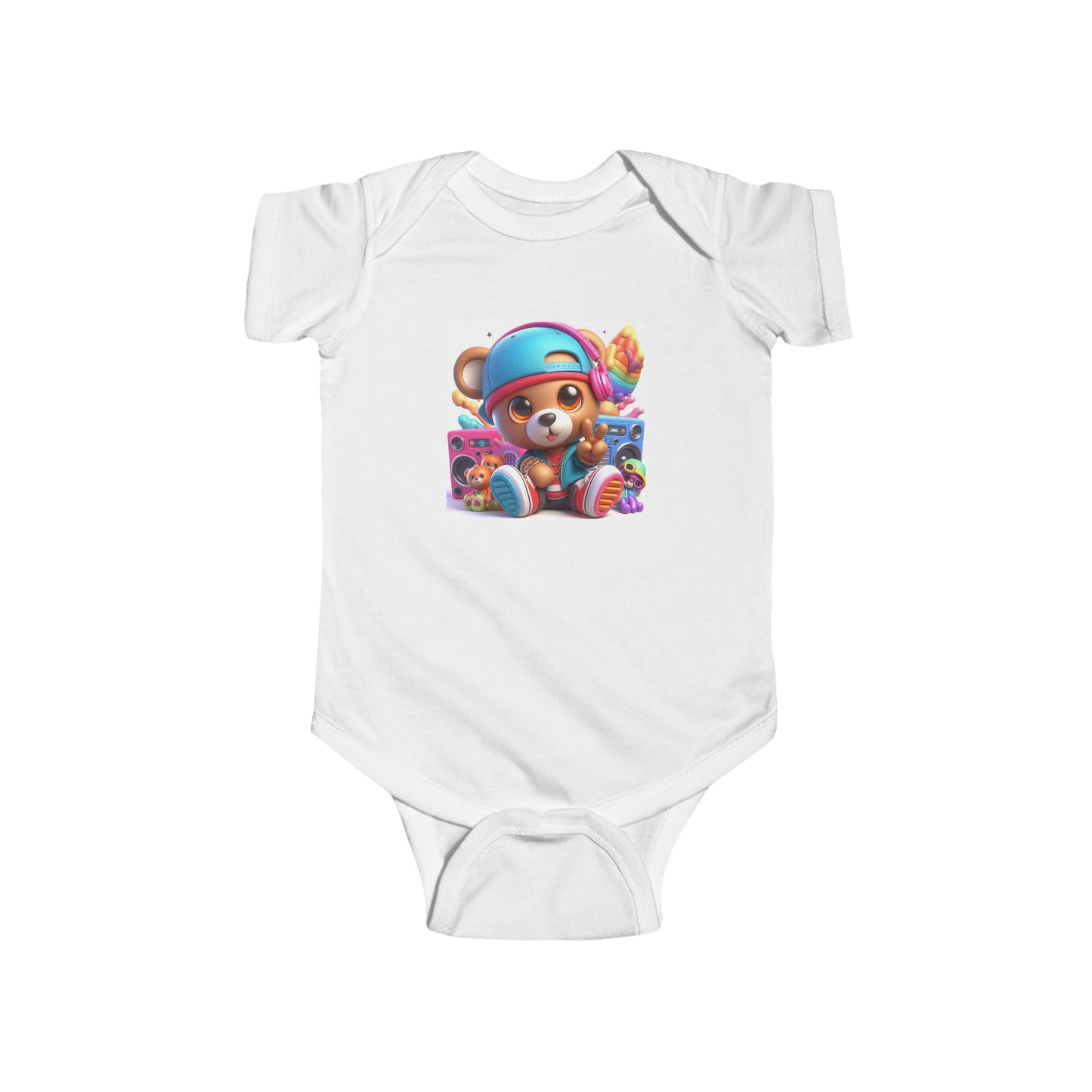 Infant Fine Jersey Bodysuit hip hop teddy bear