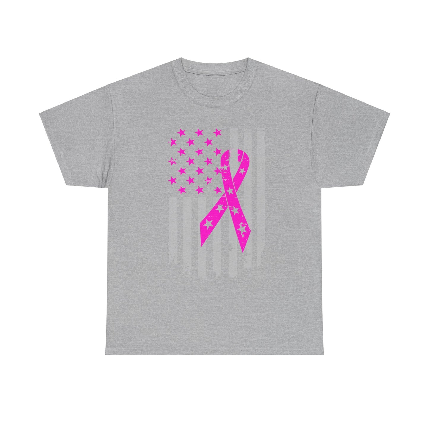 Unisex Heavy Cotton Tee - Flag breast cancer awareness