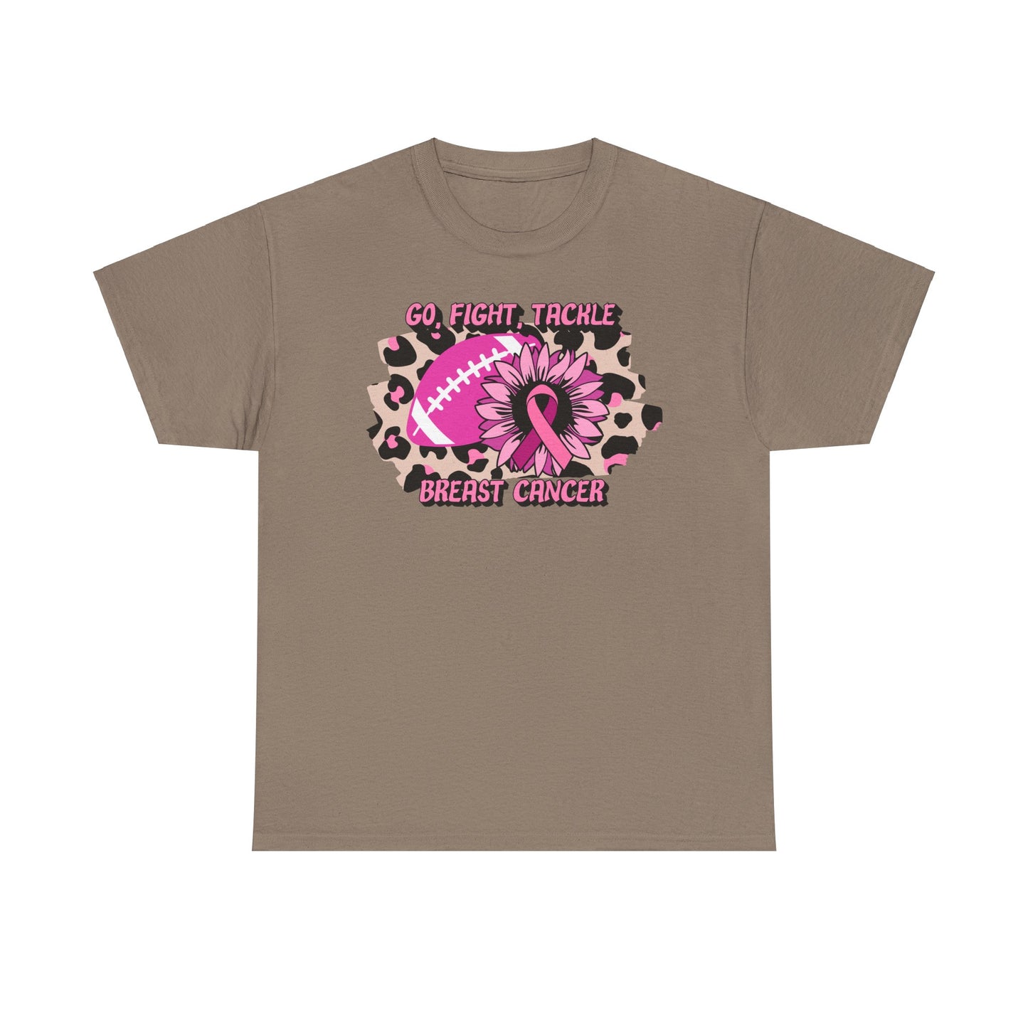 Unisex Heavy Cotton Tee - GO, FIGHT, TACKLE BREAST CANCER