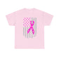 Unisex Heavy Cotton Tee - Flag breast cancer awareness