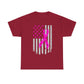 Unisex Heavy Cotton Tee - Flag breast cancer awareness