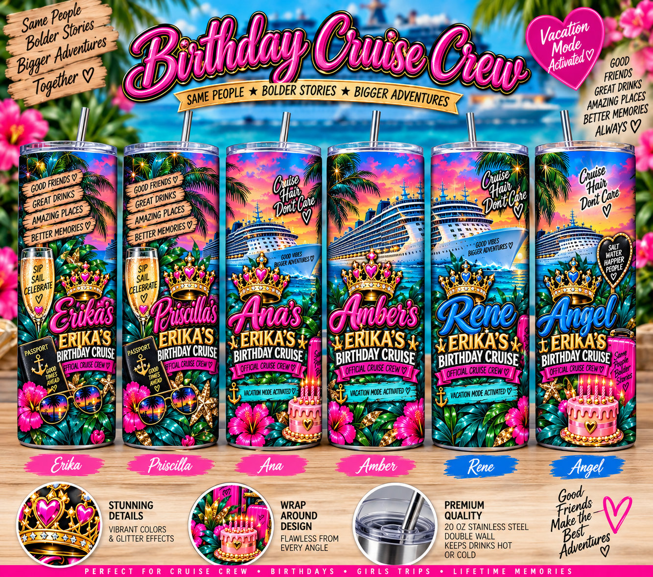 Personalized Birthday Cruise Crew 20 oz Tumbler