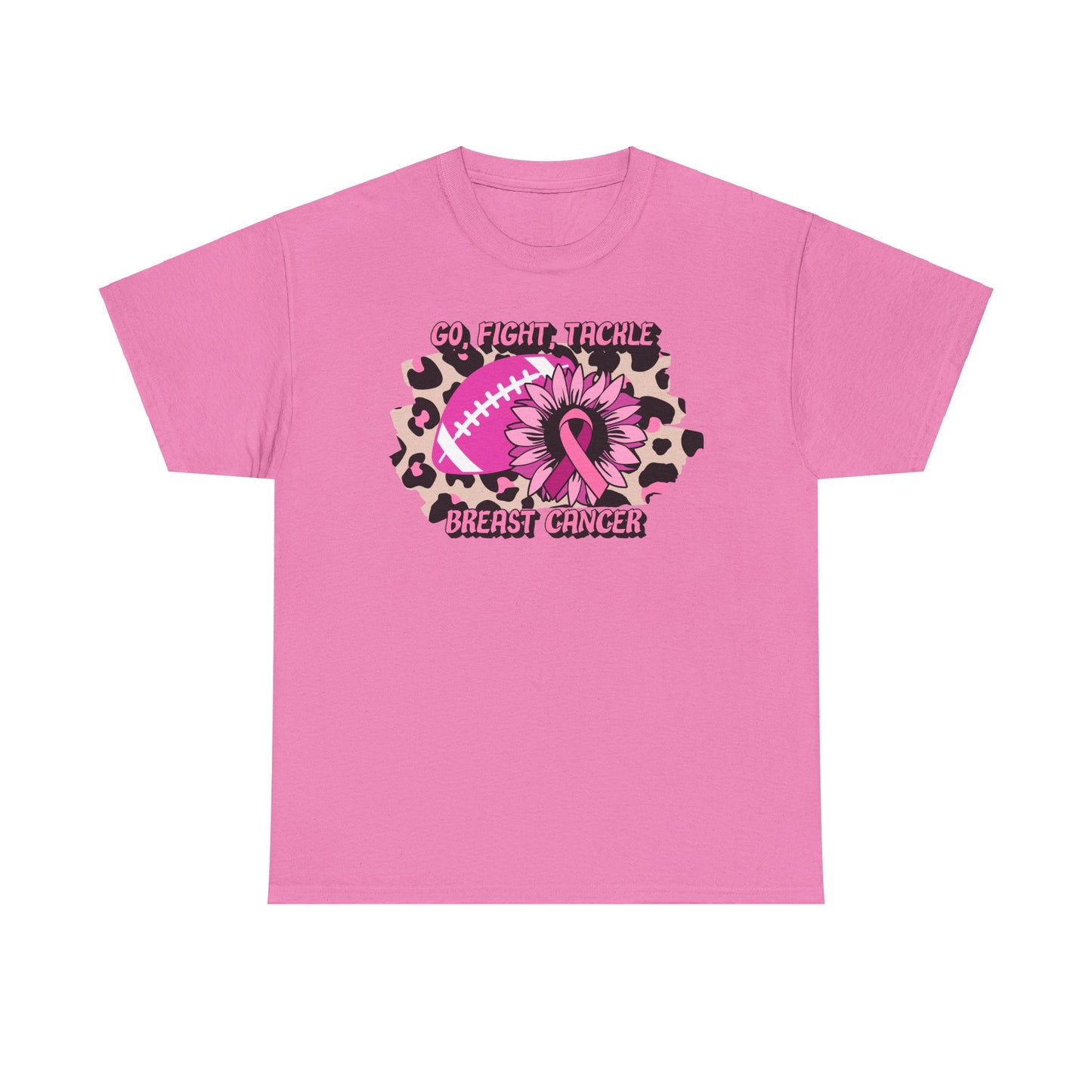 Unisex Heavy Cotton Tee - GO, FIGHT, TACKLE BREAST CANCER