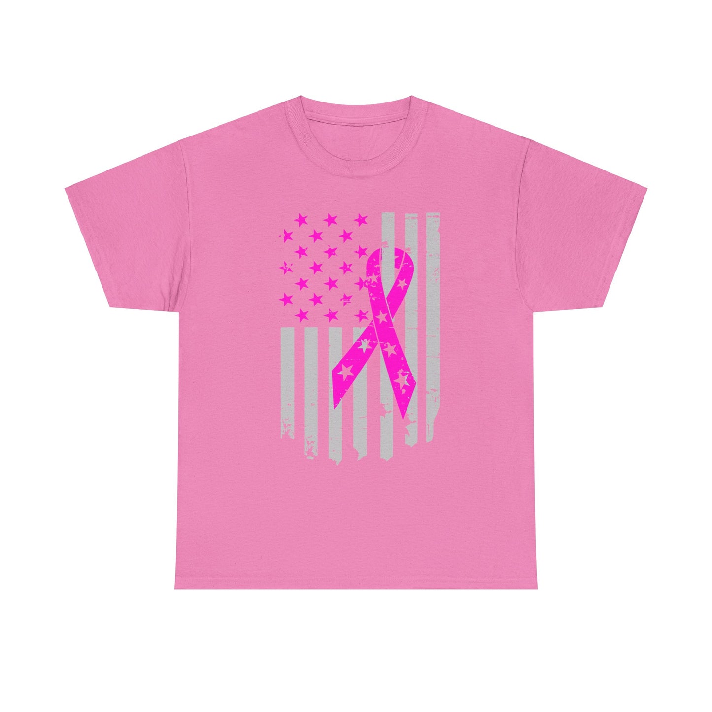 Unisex Heavy Cotton Tee - Flag breast cancer awareness