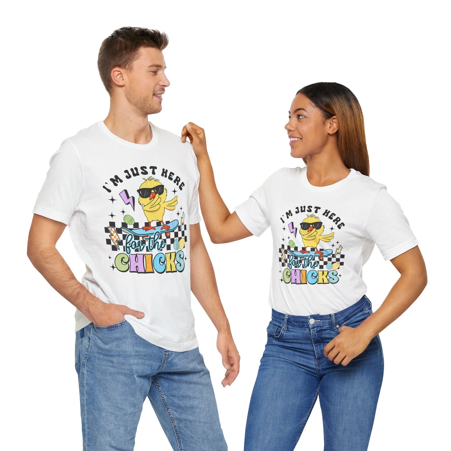 I'm Just Here for the Chicks Unisex Jersey Tee - Fun and Playful Graphic T-Shirt