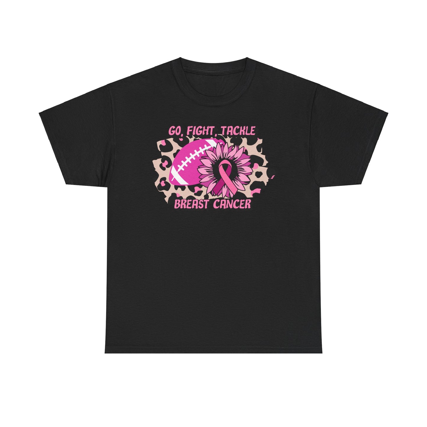 Unisex Heavy Cotton Tee - GO, FIGHT, TACKLE BREAST CANCER