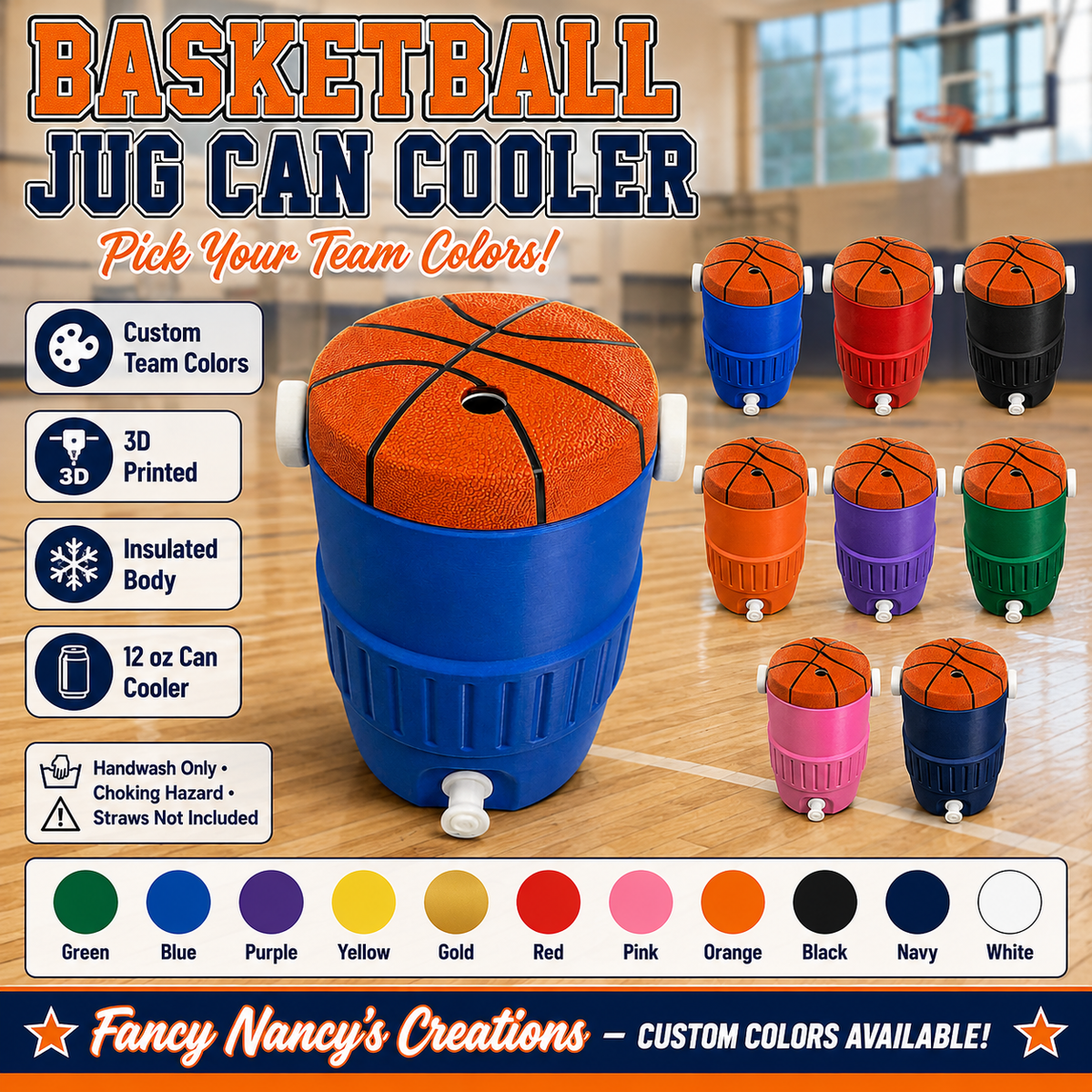 Basketball Jug Can Cooler – Basketball Can Holder, 12oz Can Cooler