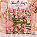 Blessed and Bougie 20 oz Sublimation Tumbler - pink gold leopard crown cross Holy Bible faith design
