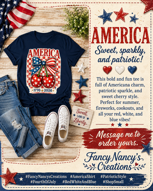 America Cherries & Bow T-Shirt