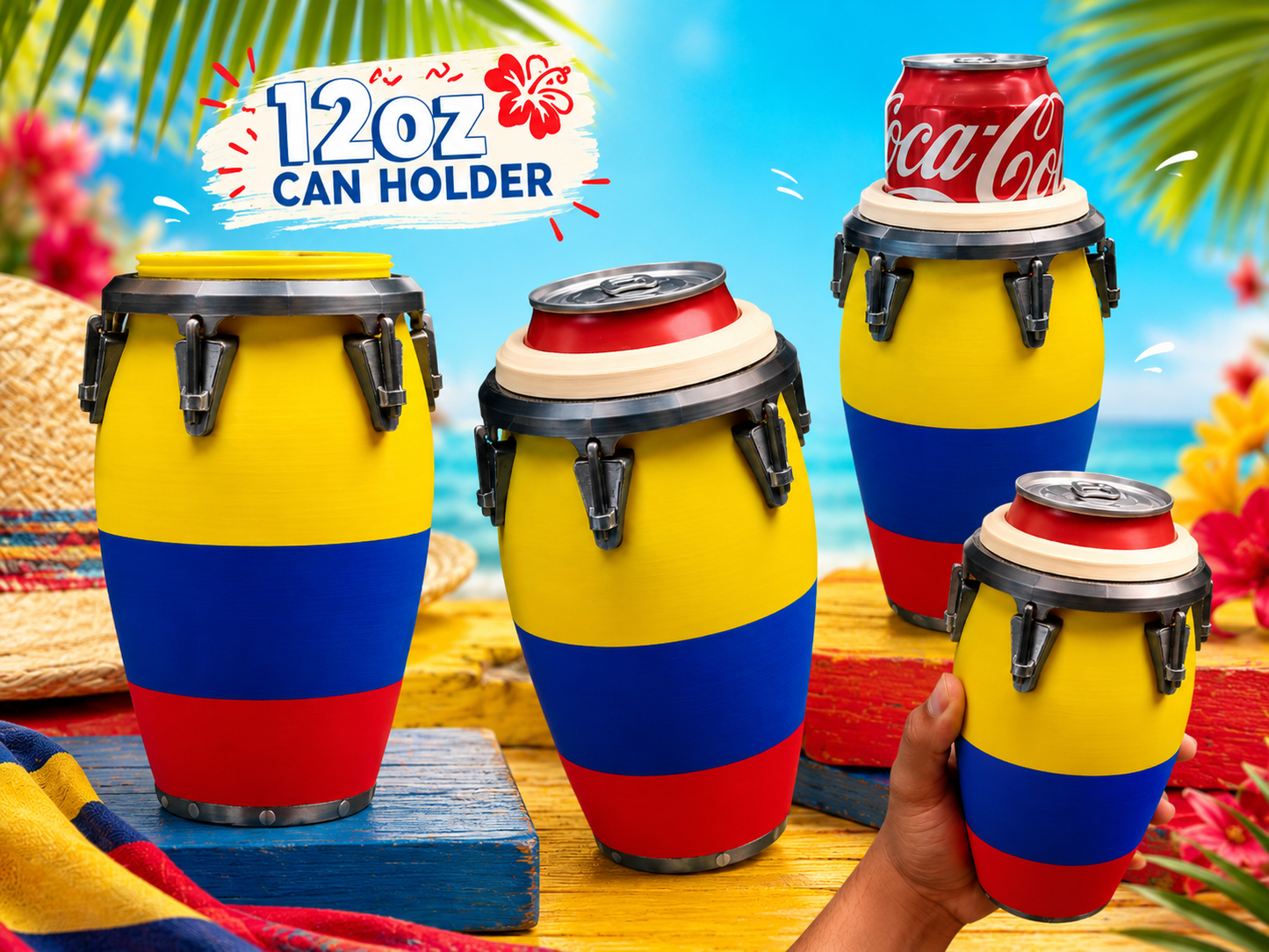 Conga Drum 12oz Can Holder