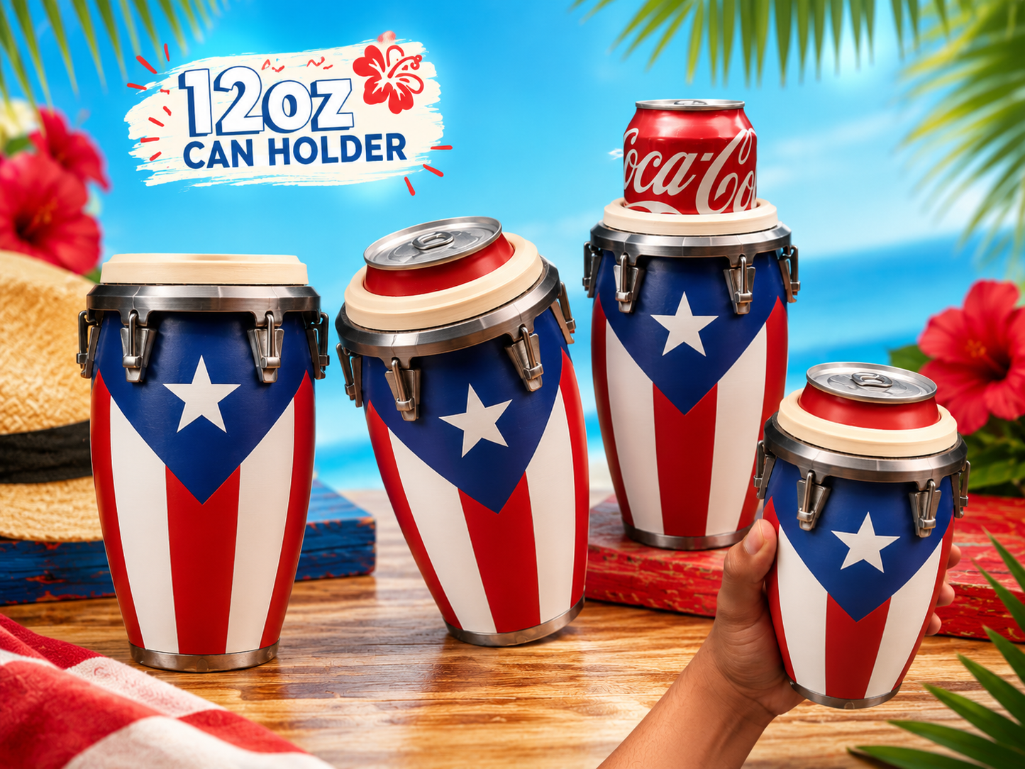 Conga Drum 12oz Can Holder