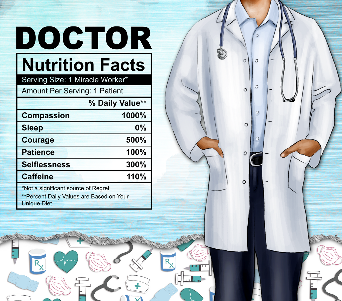 20oz Customized Sublimation Tumbler with straw - Doctor