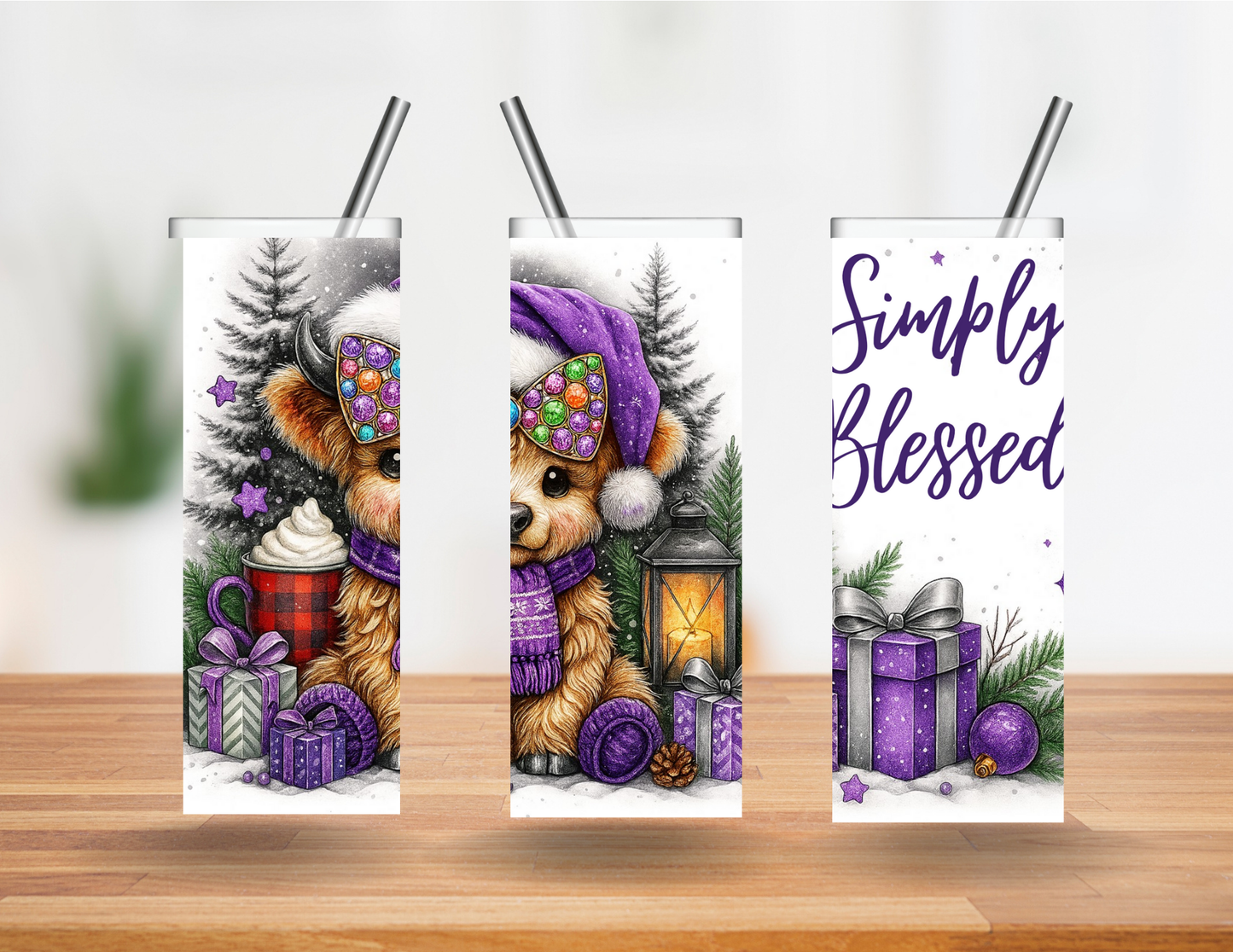 Simply Blessed  Holiday | 20 oz Sublimation Tumbler vs