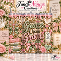 Grace Upon Grace 20 oz Sublimation Tumbler - pink sage green cross doves roses scripture faith design