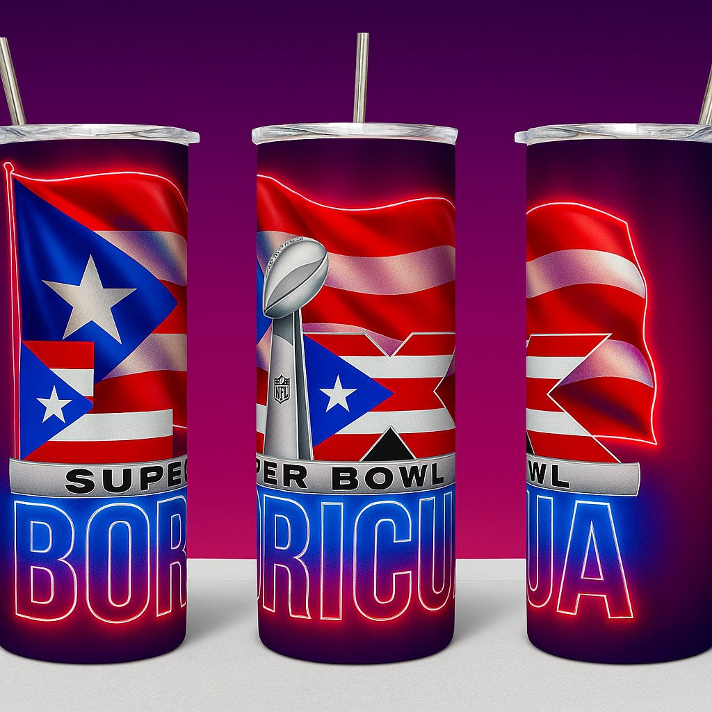 Super Bowl Boricua 20 oz Sublimation Tumbler – Puerto Rican Pride Edition